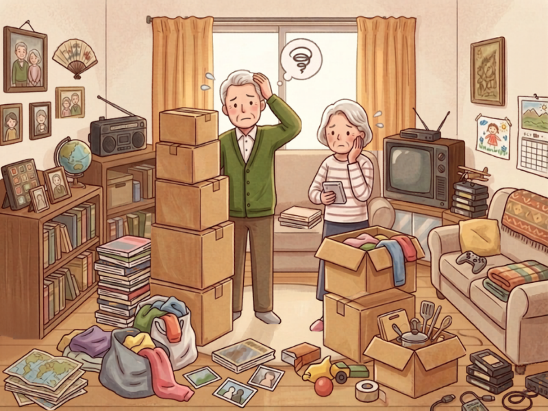 困惑する高齢者夫婦のイラスト